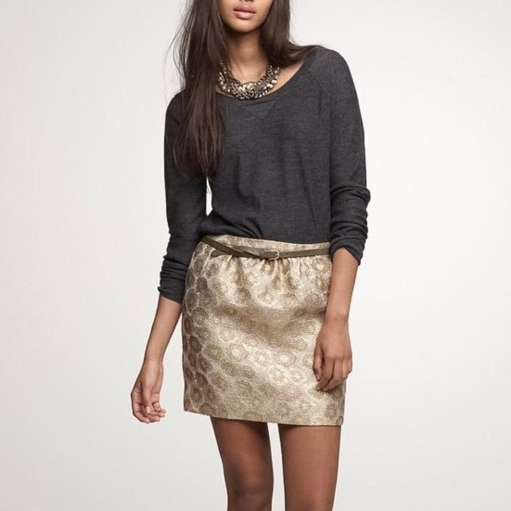 J. Crew Goldenrod Jacquard Mini Skirt Womens size 0 Gold Metallic - Picture 16 of 16